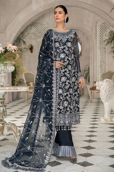 Magenta embroidered lawn suit